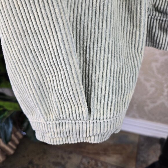 POL Size Large Light Green Corduroy Shacket Button Front Distressed Front Hem - Picture 9 of 15